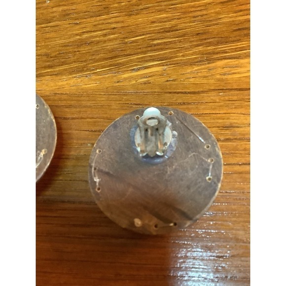 Vintage Clip On Wood & Beaded Earrings - Picture 4 of 5